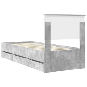 Σκελετός Κρεβατιού Σκυρόδεμα Γκρι 75 x 190 cm Μηχανήματος Ξύλο