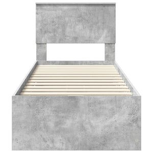 Σκελετός Κρεβατιού Σκυρόδεμα Γκρι 75 x 190 cm Μηχανήματος Ξύλο