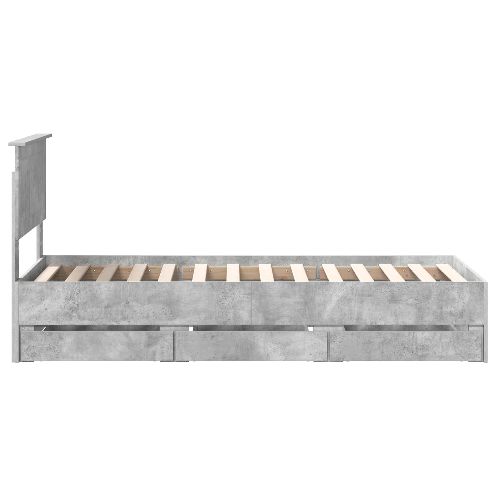 Σκελετός Κρεβατιού Σκυρόδεμα Γκρι 75 x 190 cm Μηχανήματος Ξύλο