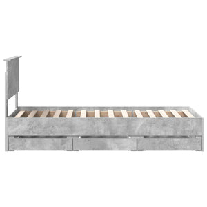 Σκελετός Κρεβατιού Σκυρόδεμα Γκρι 75 x 190 cm Μηχανήματος Ξύλο