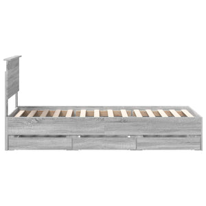 Σκελετός Κρεβατιού Γκρίζο Σονομα 75 x 190 cm Μηχανήματος Ξύλο