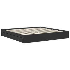 Κρεβάτι Αποθήκης Μαύρο 200 x 200 cm Επεξεργασμένο Ξύλο