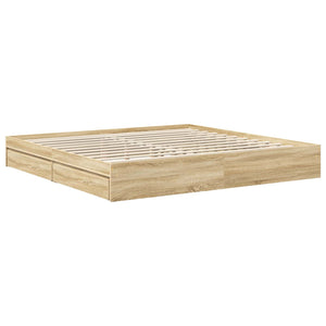 Κρεβάτι Αποθήκης Δρύς Sonoma 200 x 200 cm Επεξεργασμένο Ξύλο - Pakobazaar