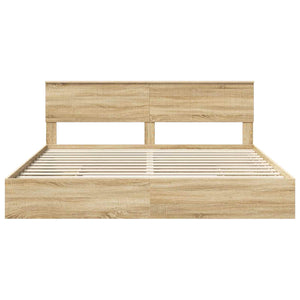 Κρεβάτι Αποθήκης Δρύς Sonoma 200 x 200 cm Επεξεργασμένο Ξύλο - Pakobazaar