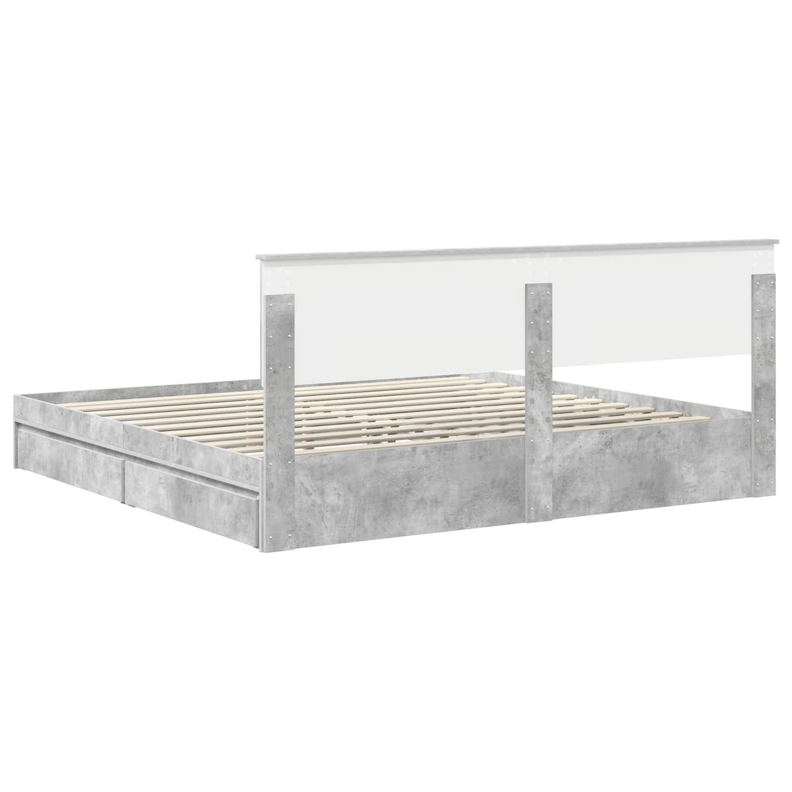 Κρεβάτι Αποθήκης Σκυρόδεμα Γκρι 200 x 200 cm Επεξεργασμένο ξύλο