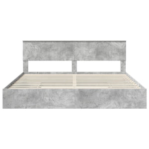 Κρεβάτι Αποθήκης Σκυρόδεμα Γκρι 200 x 200 cm Επεξεργασμένο Ξύλο