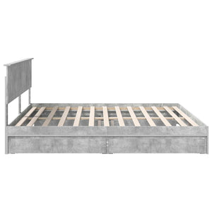 Κρεβάτι Αποθήκης Σκυρόδεμα Γκρι 200 x 200 cm Επεξεργασμένο Ξύλο