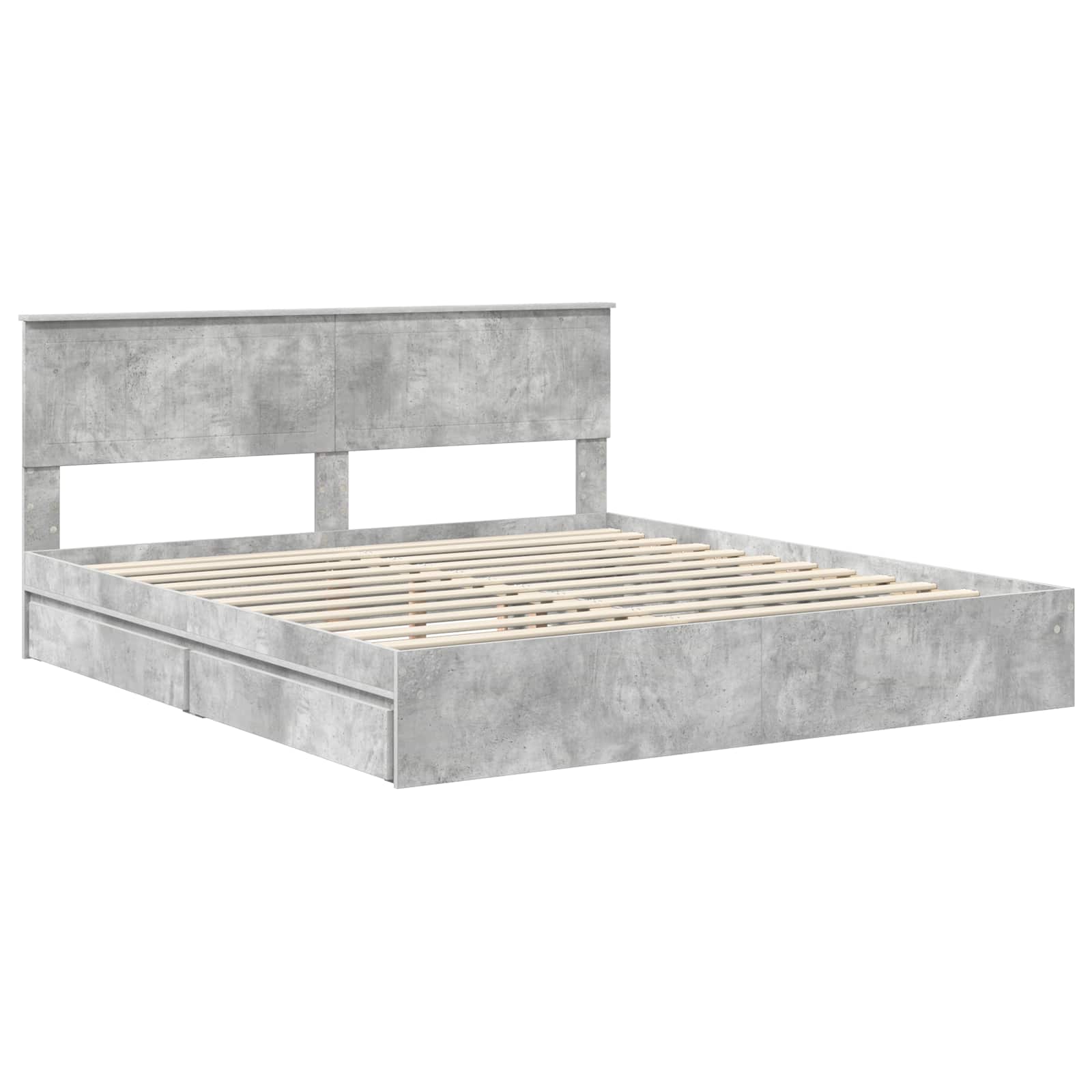 Κρεβάτι Αποθήκης Σκυρόδεμα Γκρι 180 x 200 cm Επεξεργασμένο ξύλο - Pakobazaar