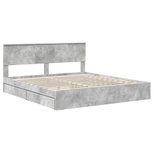 Κρεβάτι Αποθήκης Σκυρόδεμα Γκρι 180 x 200 cm Επεξεργασμένο ξύλο - Pakobazaar
