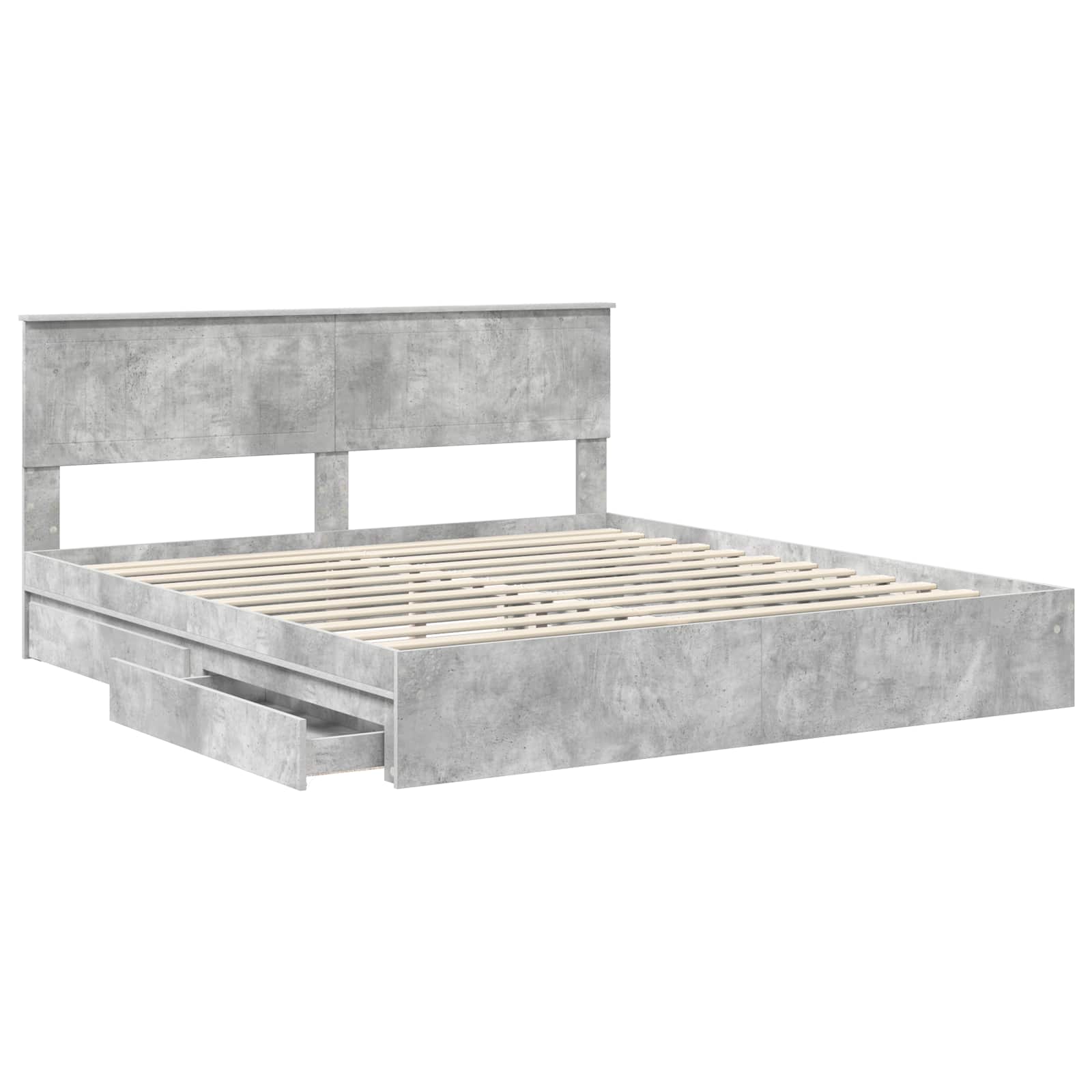 Κρεβάτι Αποθήκης Σκυρόδεμα Γκρι 180 x 200 cm Επεξεργασμένο ξύλο - Pakobazaar