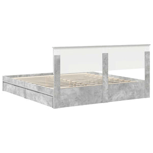 Κρεβάτι Αποθήκης Σκυρόδεμα Γκρι 180 x 200 cm Επεξεργασμένο ξύλο - Pakobazaar
