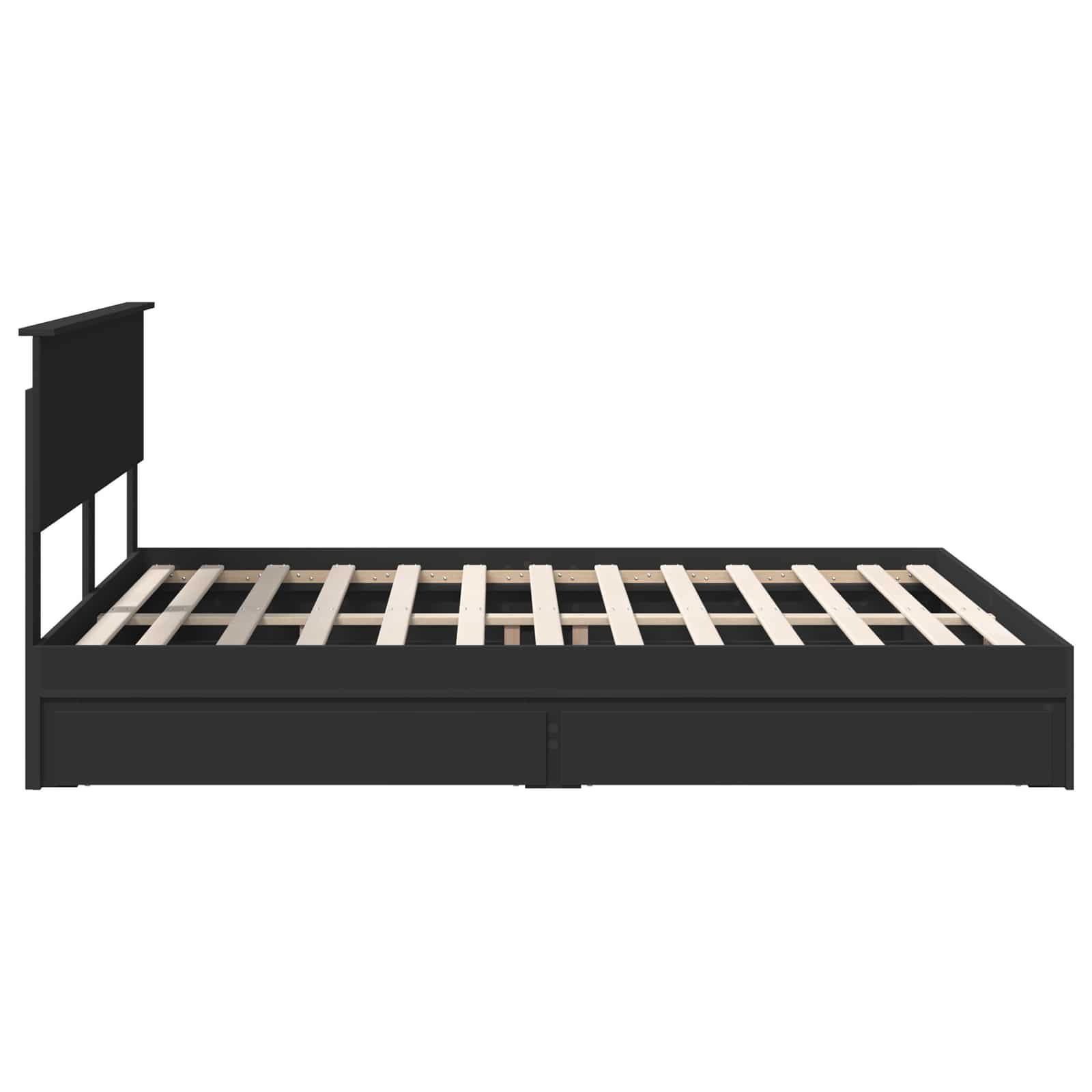 Κρεβάτι Αποθήκης Μαύρο 160 x 200 cm Επεξεργασμένο Ξύλο - Pakobazaar