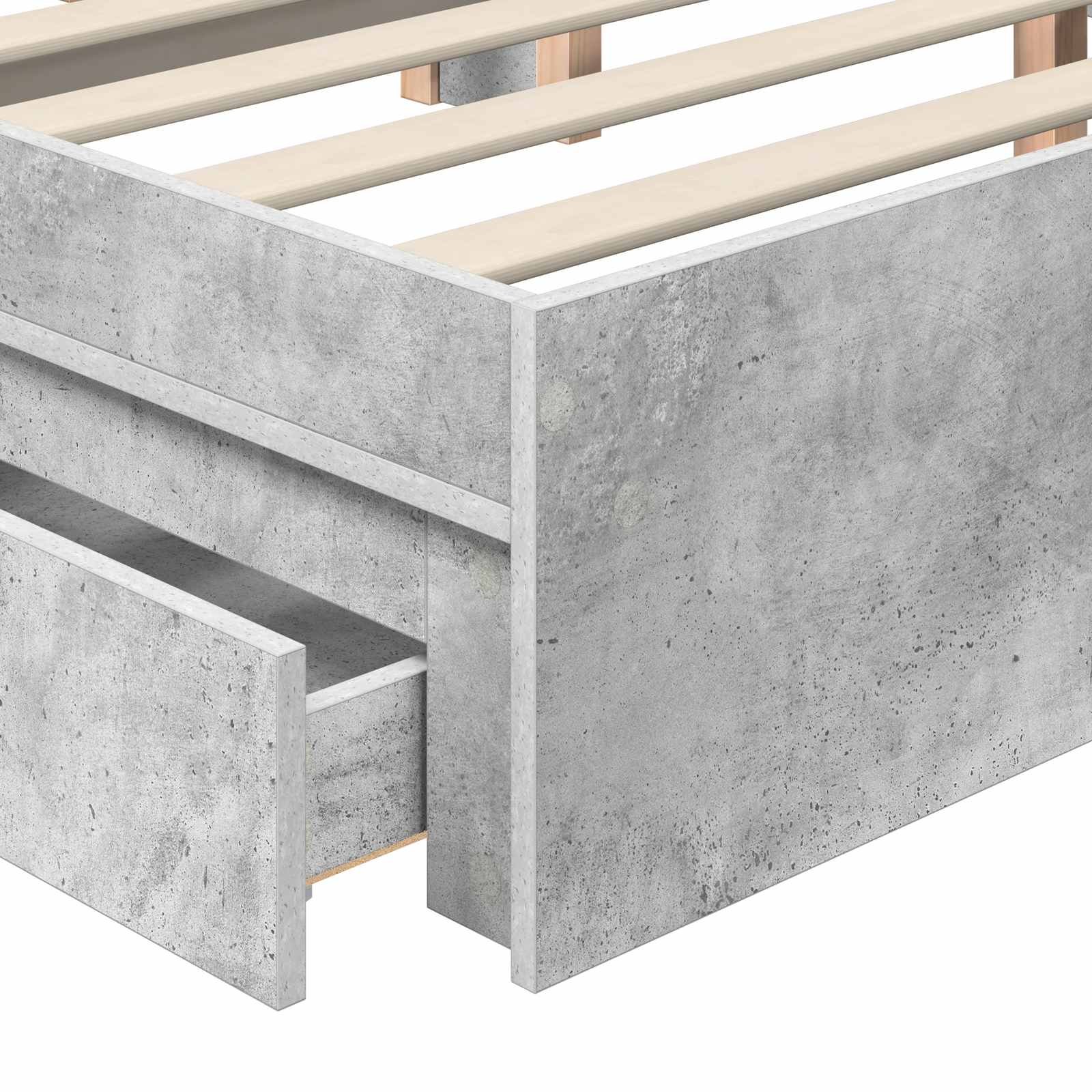 Κρεβάτι Αποθήκης Σκυρόδεμα Γκρι 160 x 200 cm Επεξεργασμένο Ξύλο - Pakobazaar