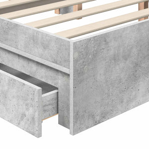 Κρεβάτι Αποθήκης Σκυρόδεμα Γκρι 160 x 200 cm Επεξεργασμένο Ξύλο - Pakobazaar