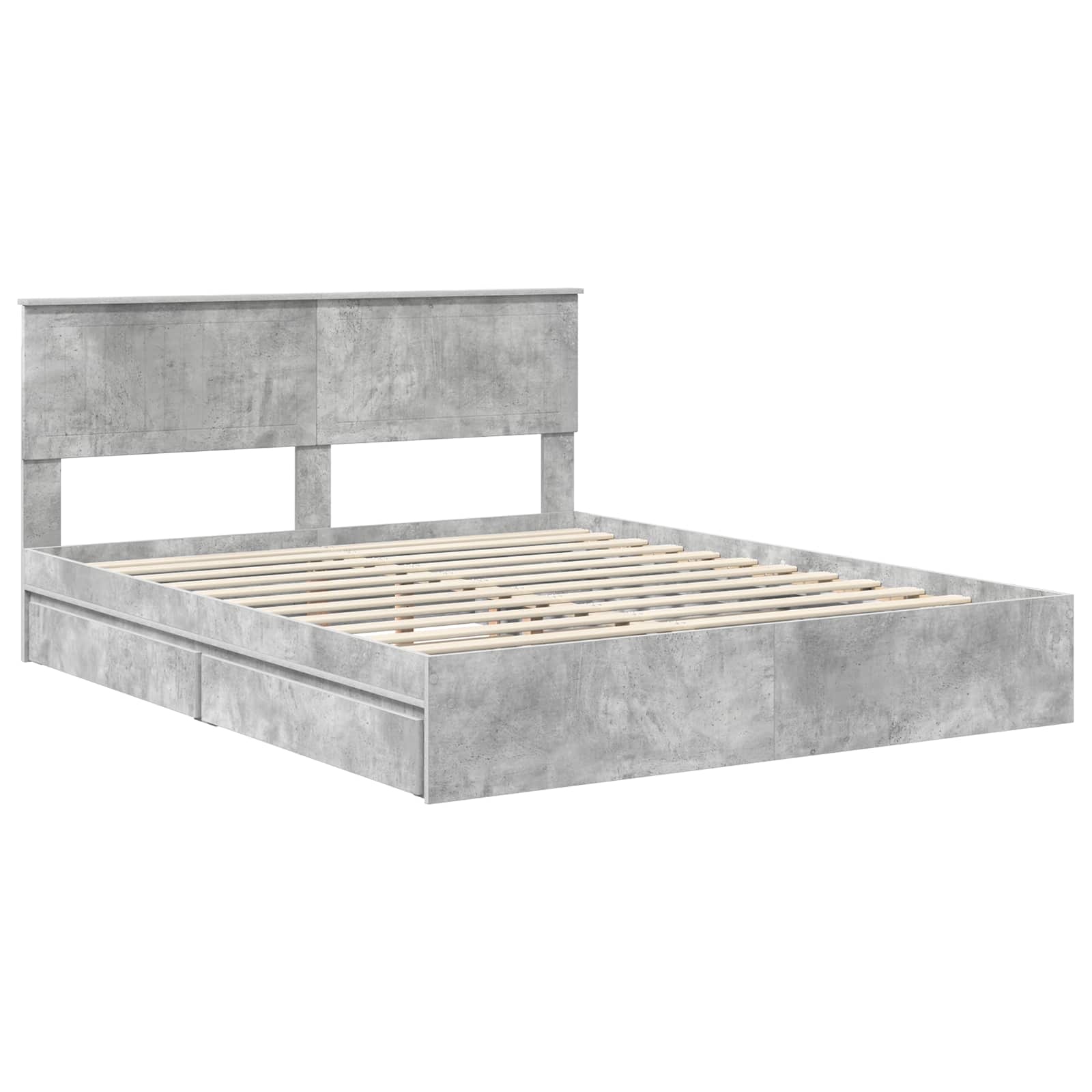 Κρεβάτι Αποθήκης Σκυρόδεμα Γκρι 160 x 200 cm Επεξεργασμένο Ξύλο - Pakobazaar