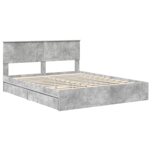 Κρεβάτι Αποθήκης Σκυρόδεμα Γκρι 160 x 200 cm Επεξεργασμένο Ξύλο - Pakobazaar