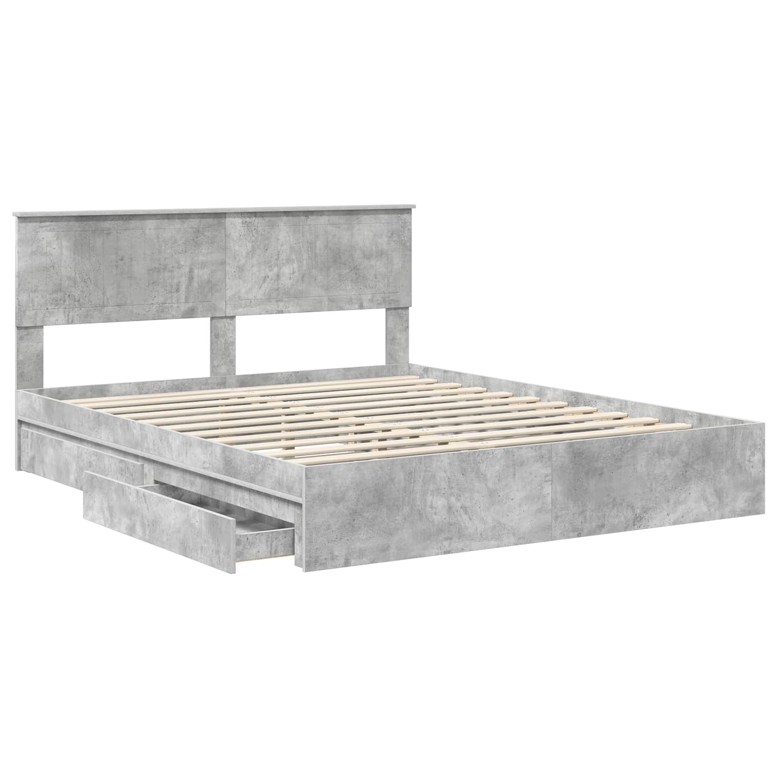 Κρεβάτι Αποθήκης Σκυρόδεμα Γκρι 160 x 200 cm Επεξεργασμένο Ξύλο - Pakobazaar