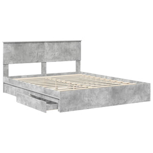 Κρεβάτι Αποθήκης Σκυρόδεμα Γκρι 160 x 200 cm Επεξεργασμένο Ξύλο - Pakobazaar