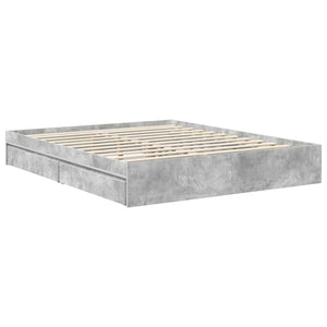 Κρεβάτι Αποθήκης Σκυρόδεμα Γκρι 160 x 200 cm Επεξεργασμένο Ξύλο - Pakobazaar