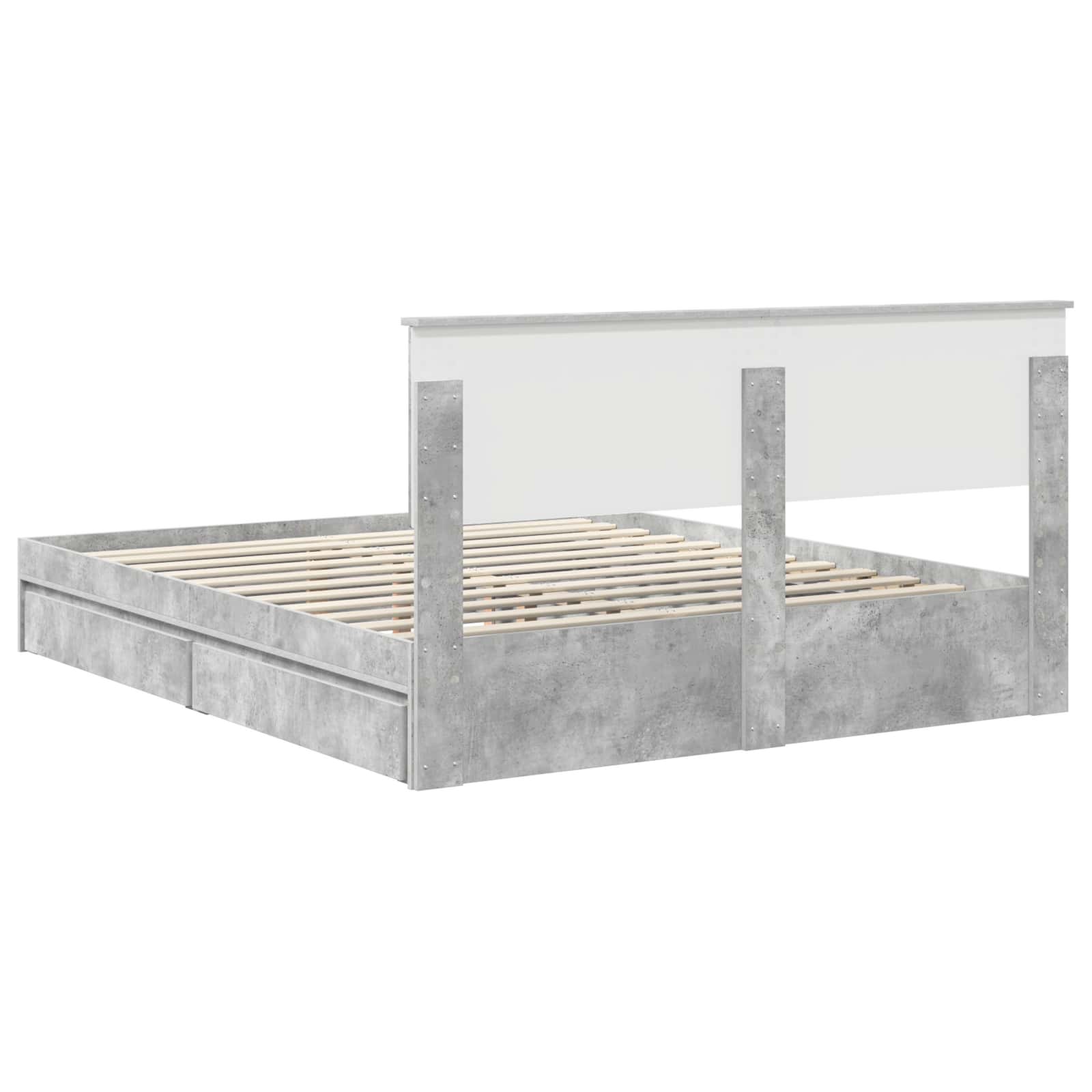 Κρεβάτι Αποθήκης Σκυρόδεμα Γκρι 160 x 200 cm Επεξεργασμένο Ξύλο - Pakobazaar