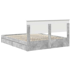 Κρεβάτι Αποθήκης Σκυρόδεμα Γκρι 160 x 200 cm Επεξεργασμένο Ξύλο - Pakobazaar