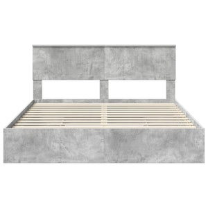 Κρεβάτι Αποθήκης Σκυρόδεμα Γκρι 160 x 200 cm Επεξεργασμένο Ξύλο - Pakobazaar