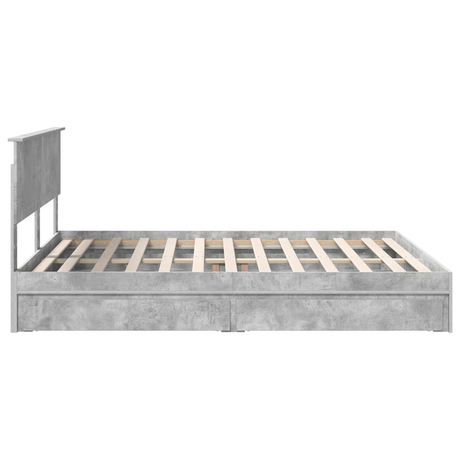 Κρεβάτι Αποθήκης Σκυρόδεμα Γκρι 160 x 200 cm Επεξεργασμένο Ξύλο - Pakobazaar