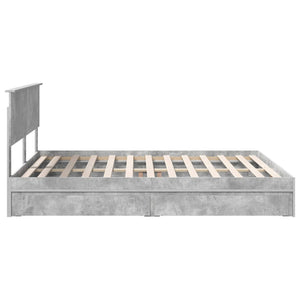 Κρεβάτι Αποθήκης Σκυρόδεμα Γκρι 160 x 200 cm Επεξεργασμένο Ξύλο - Pakobazaar