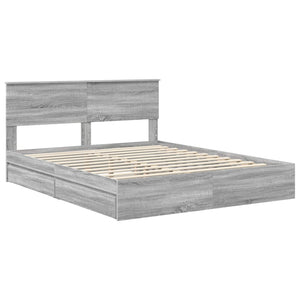 Κρεβάτι Αποθήκης Γκρίζο Σονομα 160 x 200 cm Επεξεργασμένο Ξύλο