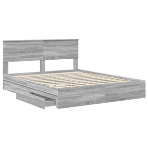 Κρεβάτι Αποθήκης Γκρίζο Σονομα 160 x 200 cm Επεξεργασμένο Ξύλο