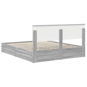 Κρεβάτι Αποθήκης Γκρίζο Σονομα 160 x 200 cm Επεξεργασμένο Ξύλο