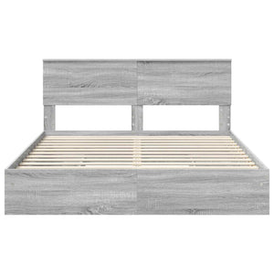 Κρεβάτι Αποθήκης Γκρίζο Σονομα 160 x 200 cm Επεξεργασμένο Ξύλο
