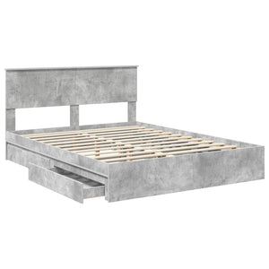 Κρεβάτι Αποθήκης Σκυρόδεμα Γκρι 150 x 200 cm Επεξεργασμένο ξύλο - Pakobazaar