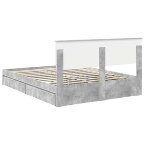 Κρεβάτι Αποθήκης Σκυρόδεμα Γκρι 150 x 200 cm Επεξεργασμένο ξύλο - Pakobazaar