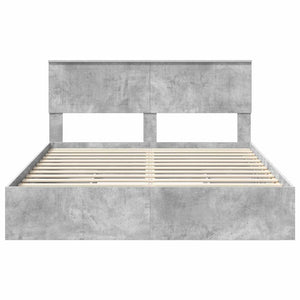 Κρεβάτι Αποθήκης Σκυρόδεμα Γκρι 150 x 200 cm Επεξεργασμένο ξύλο - Pakobazaar