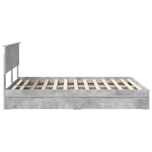 Κρεβάτι Αποθήκης Σκυρόδεμα Γκρι 150 x 200 cm Επεξεργασμένο ξύλο - Pakobazaar