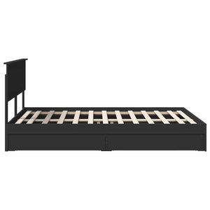 Κρεβάτι Αποθήκης Μαύρο 140 x 200 cm Επεξεργασμένο Ξύλο