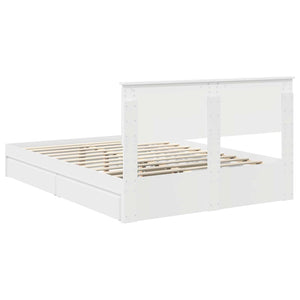 Κρεβάτι Αποθήκης Λευκό 135 x 190 cm Επεξεργασμένο Ξύλο - Pakobazaar