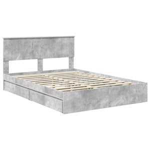 Κρεβάτι Αποθήκης Σκυρόδεμα Γκρι 135 x 190 cm Επεξεργασμένο Ξύλο