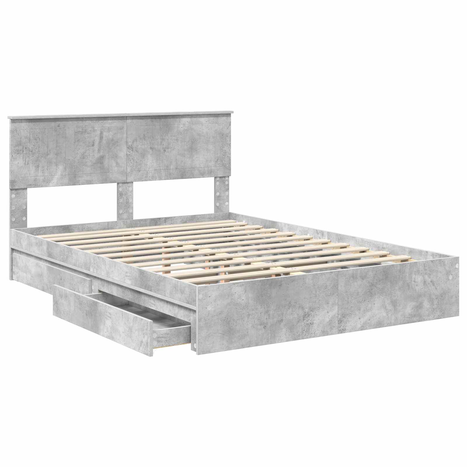 Κρεβάτι Αποθήκης Σκυρόδεμα Γκρι 135 x 190 cm Επεξεργασμένο ξύλο