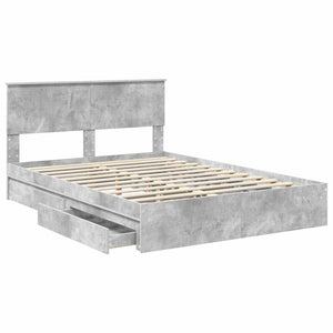 Κρεβάτι Αποθήκης Σκυρόδεμα Γκρι 135 x 190 cm Επεξεργασμένο Ξύλο