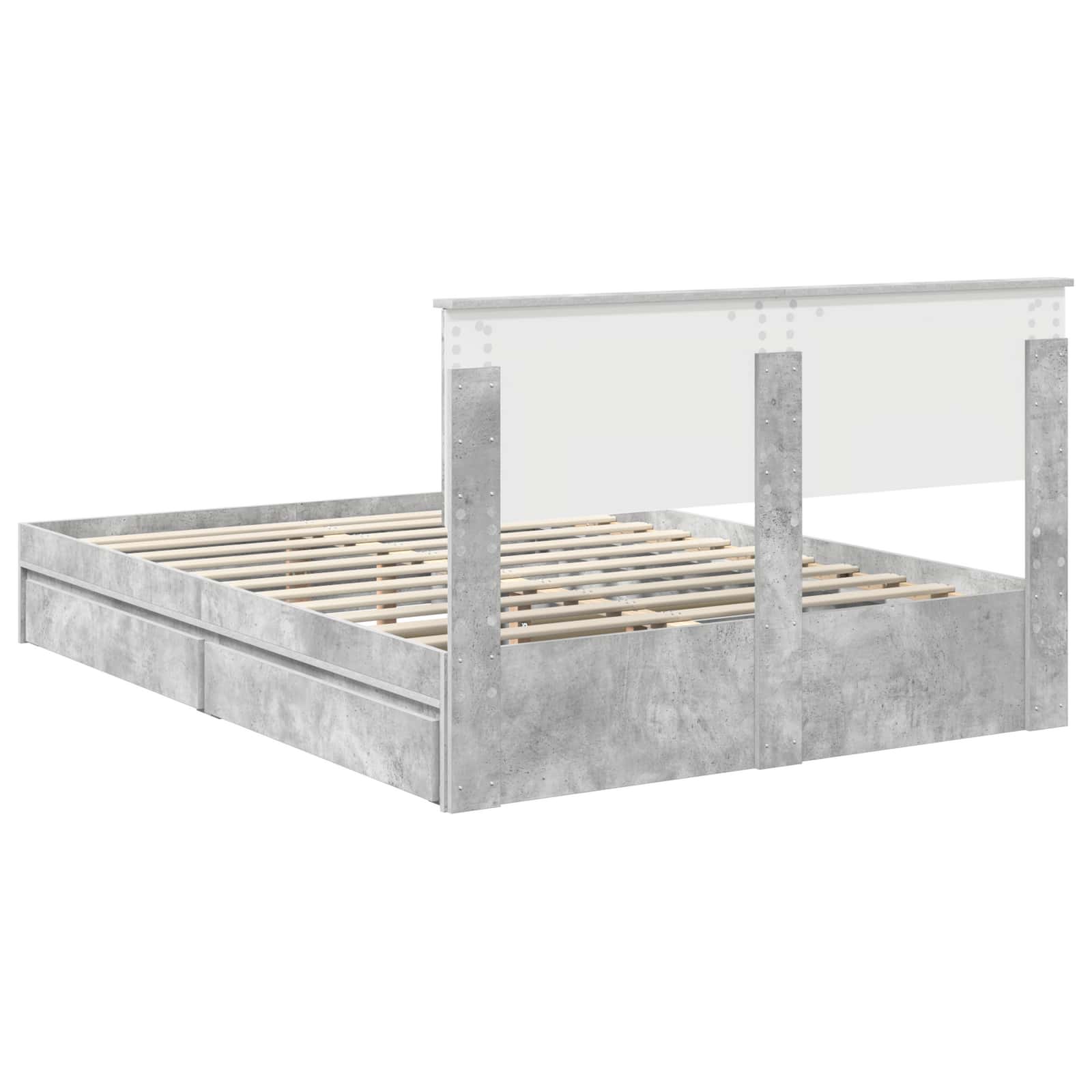 Κρεβάτι Αποθήκης Σκυρόδεμα Γκρι 135 x 190 cm Επεξεργασμένο ξύλο