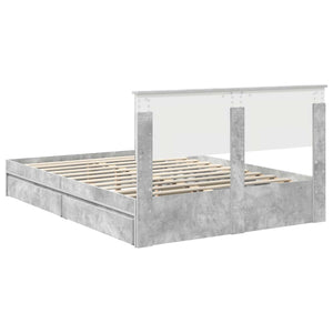 Κρεβάτι Αποθήκης Σκυρόδεμα Γκρι 135 x 190 cm Επεξεργασμένο Ξύλο