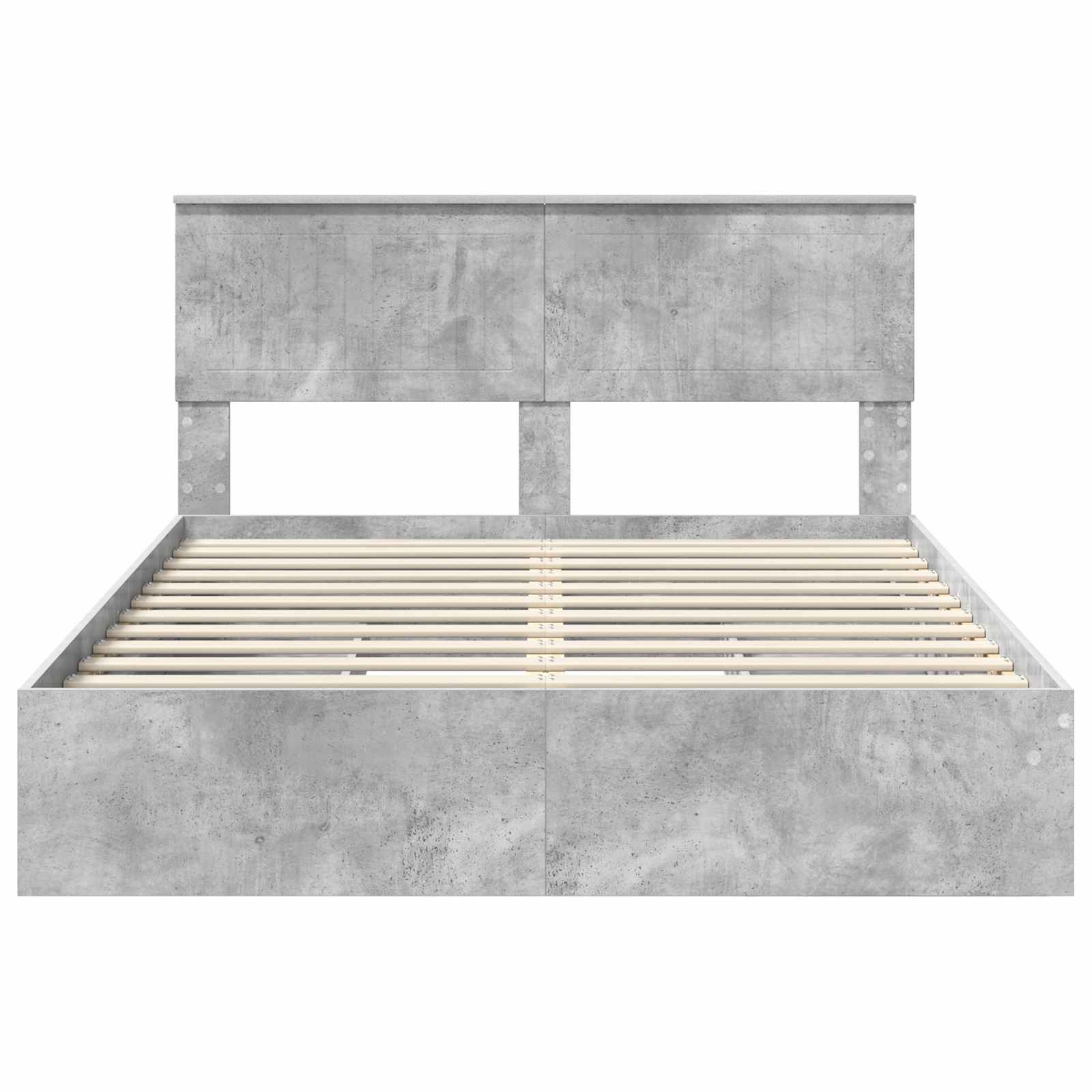 Κρεβάτι Αποθήκης Σκυρόδεμα Γκρι 135 x 190 cm Επεξεργασμένο ξύλο
