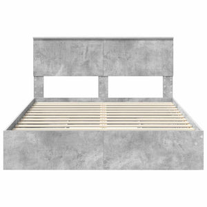 Κρεβάτι Αποθήκης Σκυρόδεμα Γκρι 135 x 190 cm Επεξεργασμένο Ξύλο