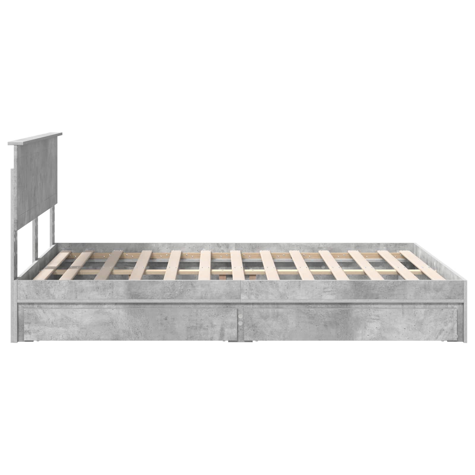 Κρεβάτι Αποθήκης Σκυρόδεμα Γκρι 135 x 190 cm Επεξεργασμένο ξύλο