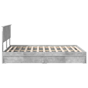Κρεβάτι Αποθήκης Σκυρόδεμα Γκρι 135 x 190 cm Επεξεργασμένο Ξύλο