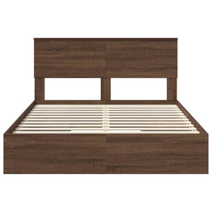 Κρεβάτι Αποθήκης Καφέ δρυς 135 x 190 cm Επεξεργασμένο Ξύλο