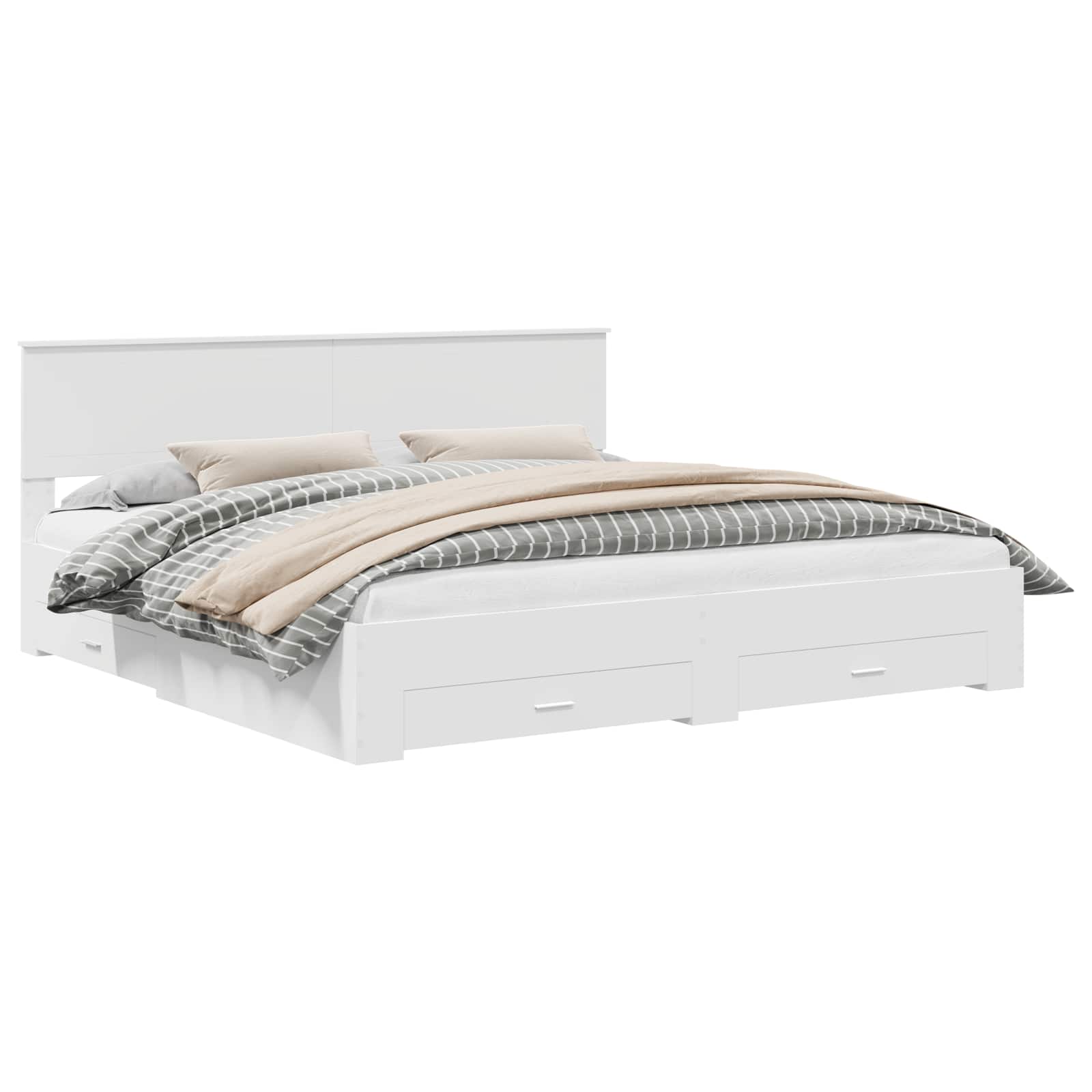 Σκελετός Κρεβατιού Λευκό 200 x 200 cm Επεξεργασμένο ξύλο