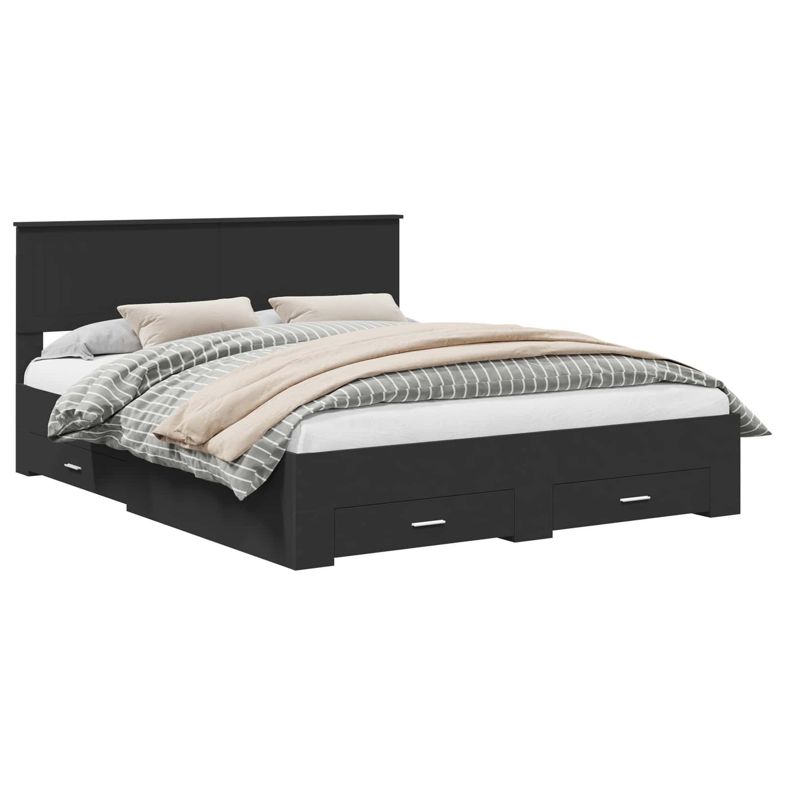 Σκελετός Κρεβατιού Μαύρο 160 x 200 cm Επεξεργασμένο ξύλο - Pakobazaar